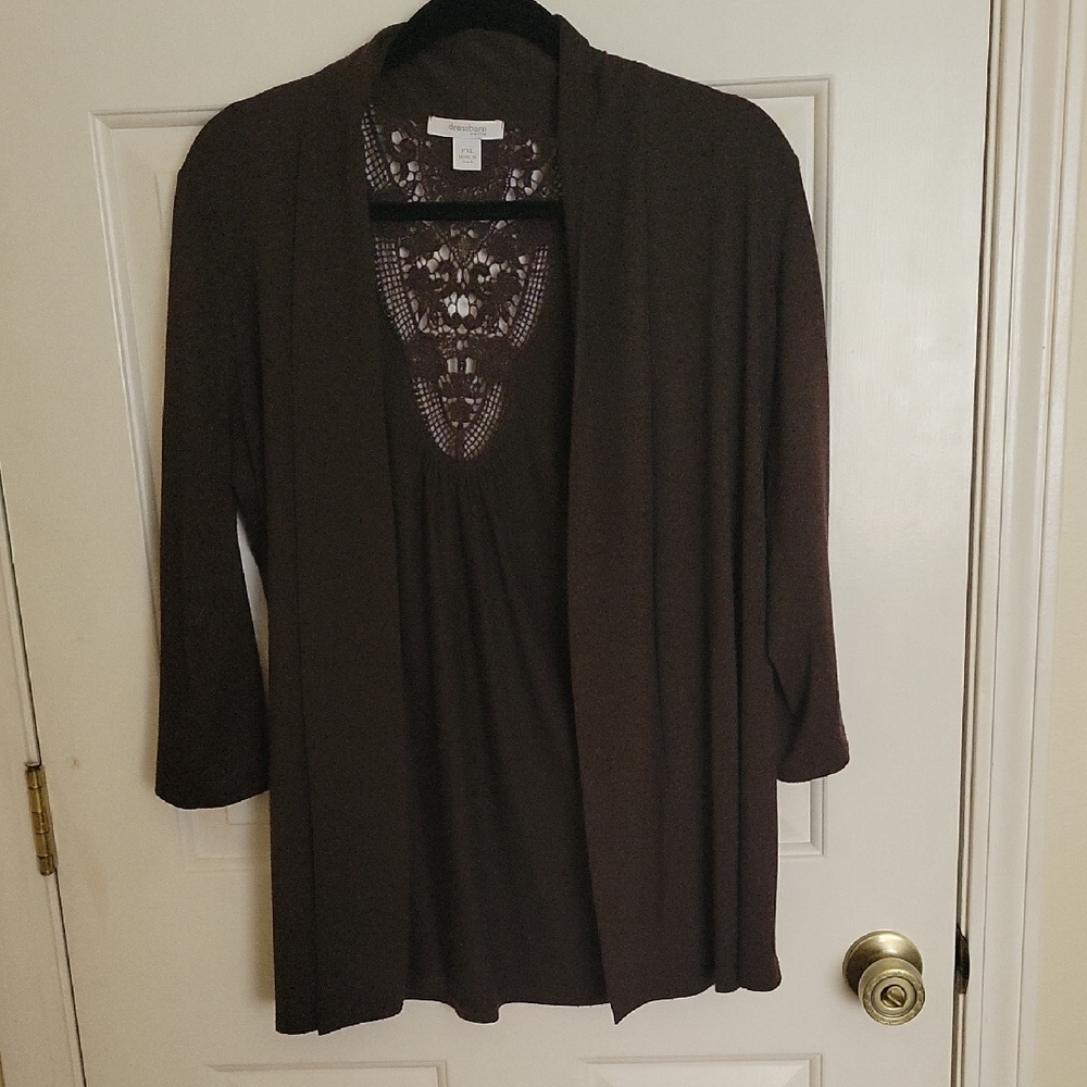 Dressbarn Chocolate Lace Cardigan